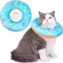 Cat Cone Collar Soft, Cat Recovery Collar for Wound Healing Cute Cat Donut Adjustable Cat Cones to Stop Licking Comfortable Lightweight Neck Elizabethan Collars for Cats Kittens After Surgery (Small)
