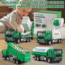 4 Packs Die-cast Mini Garbage Truck Toy, Metal Trash Truck Vehicles Set for Kids, Friction Powered Recycling, Tankers, Alloy Dump Model Toy for Toddlers Boys, 6 inches x 2 inches x 2.8 inches