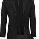 WULFUL Men Wool Trench Coat Slim Fit Winter Coat (Medium, Black)