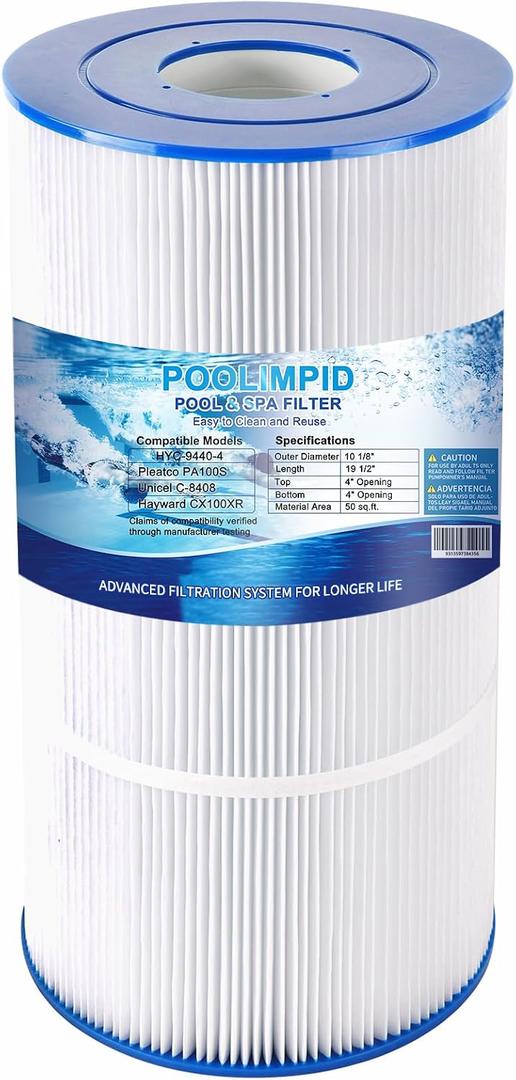 C100S Pool Filter Compatible with C100S, Hayward SwimClear C100S, CX100XRE, PA100S, Unicel C-9440, 100 sq.ft, Cartridge Pool Filter 1 Pack