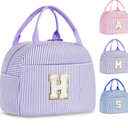 YOOLIFE Lunchbox Bag for Woman - Small Lunch Bags for Girls School, Portable Lunchbox for Work Picnic Travel | Initial Purple Insulated Lunch Bags for Women Wife Mom Daughter Women Gifts (Purple H)