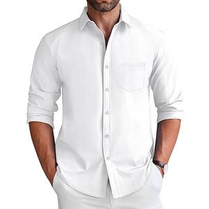 COOFANDY Men's Long Sleeve Button Down Shirt Wrinkle Free Untucked Dress Shirt Casual Denim Shirt, M