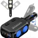 SUPERONE 180W Cigarette Lighter Splitter with 20W PD, 2-Socket Cigarette Lighter Adapter, Fast USB C Car Charger with Type-C 20W PD & QC 3.0 for Dash Cam, GPS, iPad/Laptop/iPhone 17/16/15/14/Samsung
