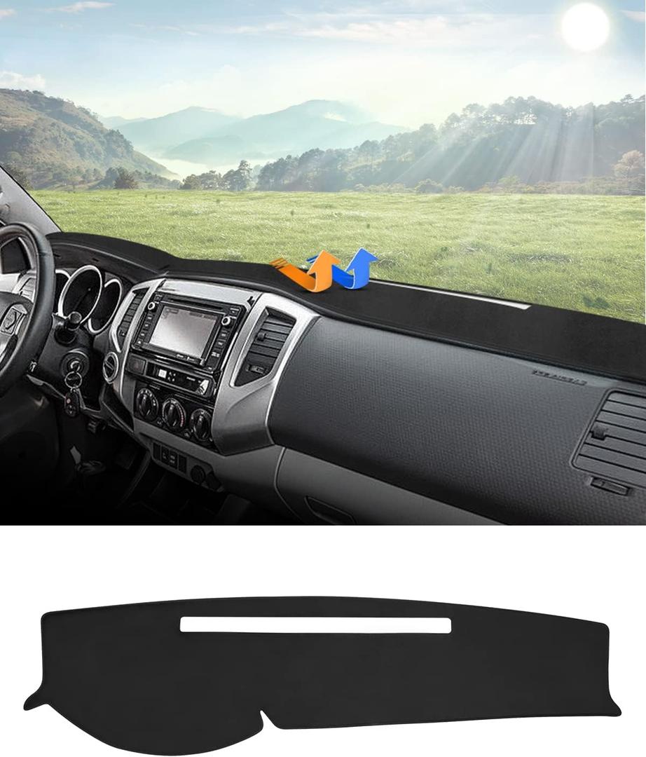 Autorder Dashboard Cover Mat for 2005-2015 Toyota Tacoma Pickup Accessories Dash Cover Flannel Dash Mat Sunshade Glare UV Rays Protector