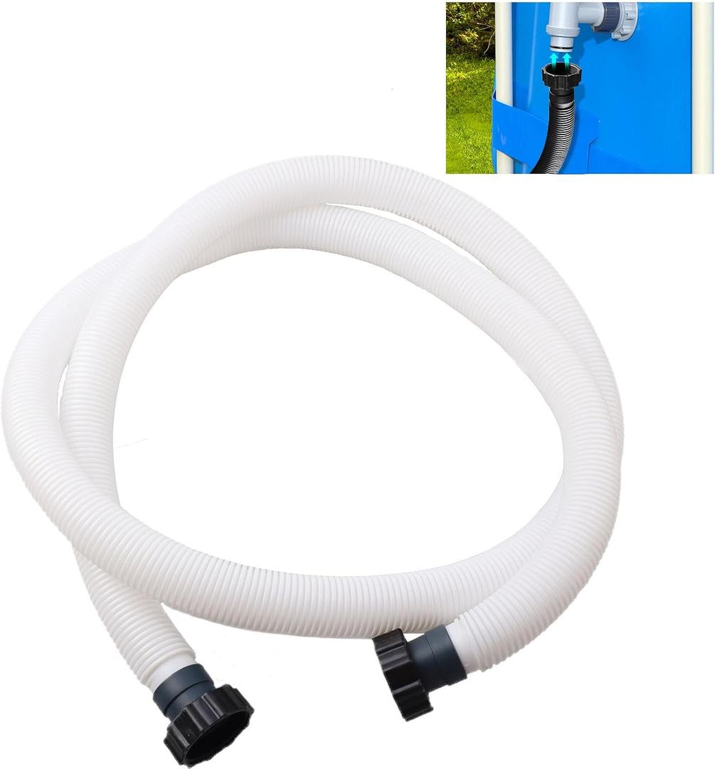 10ft Pool Hose For Above Ground Pools, 1.5 Inch Diameter Swimming Pool Replacement Hose for Filter Pump, Saltwater System, Sand Filters Accessories (1, White, Normal)