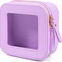 KOTORA Small Makeup Bag for Purse Cute Travel Makeup Bag Clear Cosmetic Bag with Zipper, Car Make Up Bag Organizer Storage Traveling Car Accessories Travel Essentials for Women (Mini Purple)