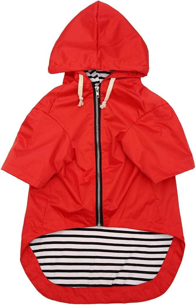 Dog Raincoat rain Jacket Raincoat Dogs Waterproof Small Medium Breeds Zip Closure Storage Pocket Harness Hole Red, Small