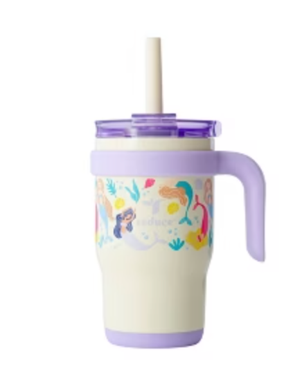 Reduce 14oz Coldee Vacuum Insulated Stainless Steel Straw Tumbler Mermaids: Kids Leakproof Drinkware