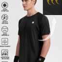 Mens Tennis Pickleball Shirts Moisture Wicking Workout Running Pinhole Stitching Deodorant T-Shirt (Black, XL)