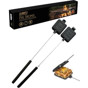 2x Campfire Pie Iron (28inches Long) Bundle Set, Cast Iron Pie Pan, Mountain Pie Maker, Cast Iron Sandwich Maker, Pie Iron for Camping, Campfire Sandwich Maker