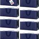 BOX USA Extra Large Moving Bags with Handles (8-Pack) - Heavy Duty 29.1 x 14.2 x 13 Waterproof Storage Bags for Clothes, College, Packing, and Travel  Blue Tote Bag with Zipper Closure