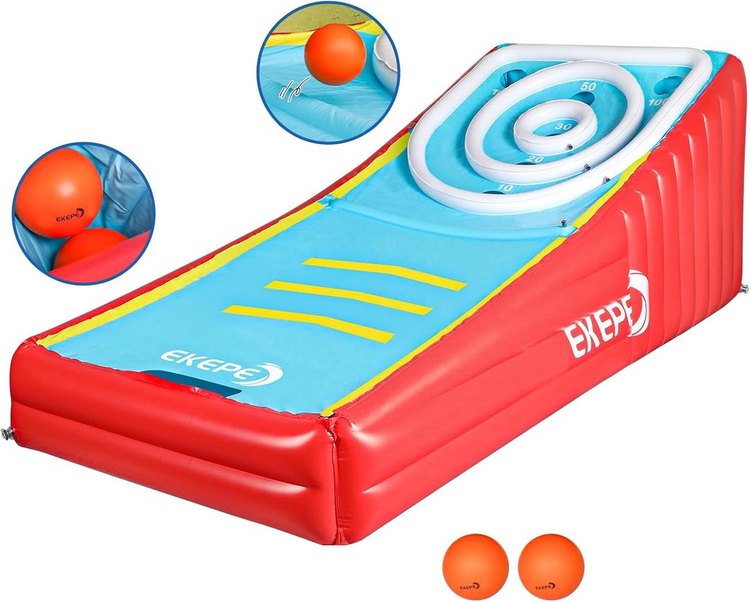 EKEPE Inflatable Score Ball Game, Carnival Yard Games for Kids and Adults, Inflatable Giant Game Toys with 2 Sponge Ball, Family Arcade Games for Indoor and Outdoor, Standard