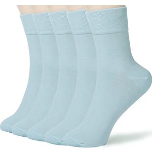 FGZ Women Thin Cotton Socks Soft Cozy Socks Cute Ankle Crew Socks 5 Pairs (Blue)