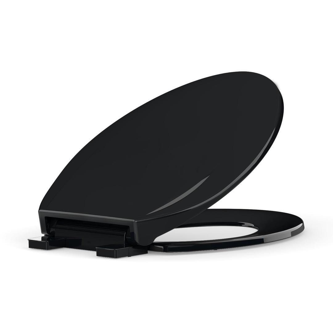 Toilet Seat, Elongated Fit, Soft Close Lid, Slow Close Noiseless Design, American Standard Compatible,Black