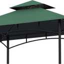 Grill Gazebo Replacement Canopy Top, 5'x8' Double Tiered Replacement Canopy Roof, Grill Shelter Cover Roof Fit for Gazebo Model L-GG001PST-F (Green)
