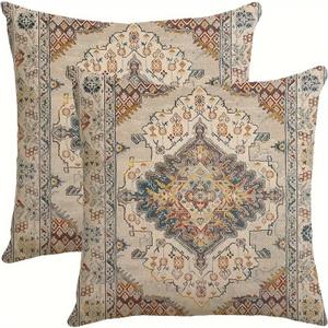 Decorative Throw Pillow Covers with Sleeping Cat Design, 18x18 Pillows Linen Pillowcase Square Cushion Cases, Set of 2 (Green560)