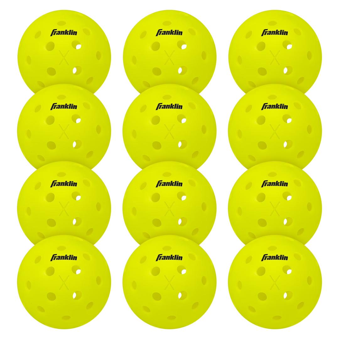 Franklin Sports X-40 Outdoor Pickleballs - Official Size - Yellow - 12 Pack