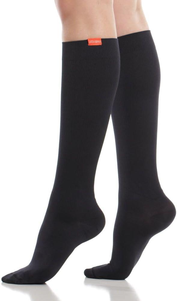 VIM & VIGR 20-30 mmHg Merino Wool Compression Socks for Women & Men (4, Black Solid), S/M