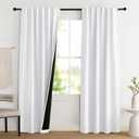 NICETOWN 100% Blackout Window Curtain Panels, Cold and Full Light Blocking Drapes with Black Liner for Nursery, 84 Inches Drop Thermal Insulated Draperies (Pure White, 2 Pieces, 52 inches Wide)