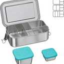 Stainless Steel Bento Box with 4 Compartments,1400ml Large & Thickened Metal Lunch Box for Adults,Eco-friendly Leak-Proof Container with Lockable Clips