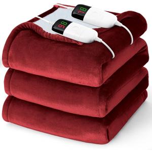 Heated Electric Blanket Queen Size - 84" x 90" Heating Blanket with Dual Control, 10 Heating Levels & 8 Hours Auto Off, Soft Warm Flannel Blanket, Christmas Birthday Gifts for Senior Grandma