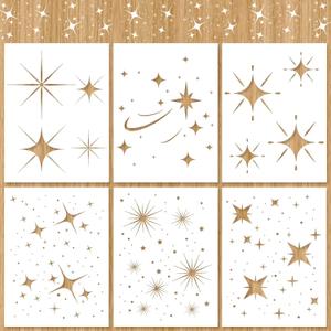 6pcs Twinkle Star Stencils, Reusable Star Templates for Painting Flexible Different Sizes Star Stencil for Painting Drawing Stencils for Walls Painting on Wood Craft Furniture Decoration