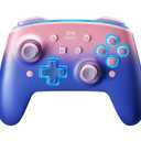 KENNEAS Wireless Controller Compatible with Switch/OLED/Lite, 2 Faceplate/8 Colors LED/850 mAh Battery/6-Axis Gyroscope/Turbo/Programmable Button/Immersive Vibration Motor Pro Controller for Switch(Purple Pink)