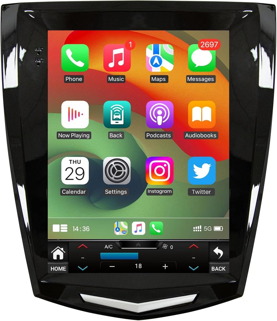 [8Core 4G+64G] Car Radio for Cadillac ATS XTS SRX CTS 2013-2018: 9.7" HD Touchscreen Stereo Replacement with Wireless Carplay Android Auto 5GWiFi Bluetooth FM AM RDS DSP SWC Backup Camera