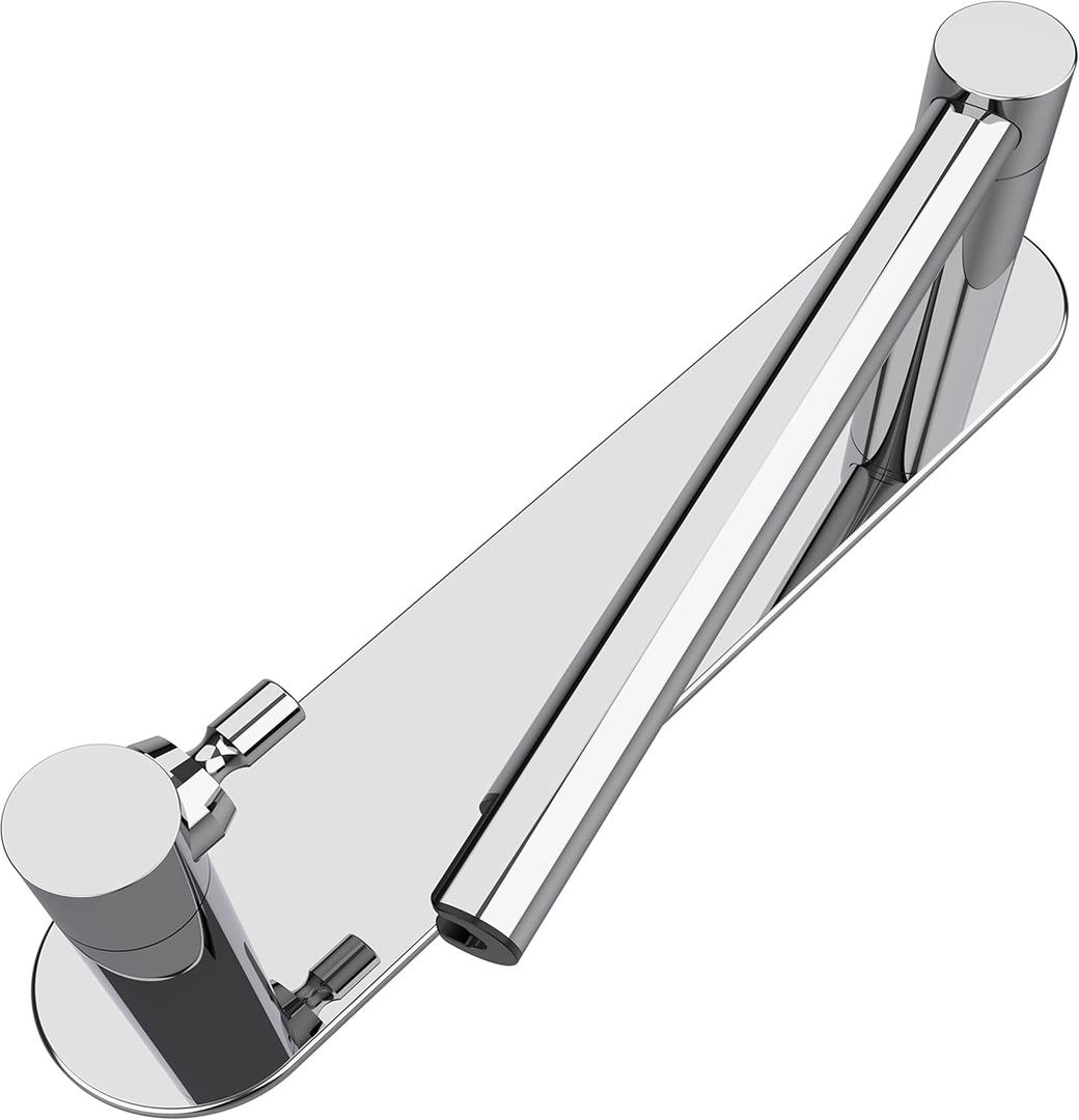 Adhesive Toilet Paper Holder Chrome Bathroom Double Post Pivoting Toilet Tissue Holder Polished Roll Holder Stick On No Drilling Stainless Steel and Zinc Alloy