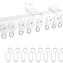 Aluminum Ceiling Curtain Track Set with Hooks Ceiling Mount and Wall Mount Room Divider Sliding Curtain Tracks Rods Flexible Heavy Duty Curtain Rail Hook Sets,White,9FT
