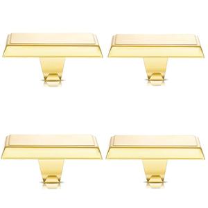 Tingtio Gold Stocking Holders for Mantle, Set of 4 Christmas Stoking Holder Weighted Flat Stocking Holders Hangers for Mantle Fireplace for Xmas Holiday Party Decoration