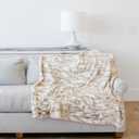 GRACED SOFT LUXURIES Softest Throw Blanket Warm Elegant Cozy Fluffy Thick Comfy Soft Faux Fur for Home, Couch, Sofa, Bed (Marbled Ivory, Large 50" x 60")