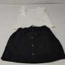 SHENHE 2pcs Girl's Skirt Outfits Ruffled Ribbed Cap Sleeve T Shirt and Button Down Tie Front Skirt Set White and Black 12 Years