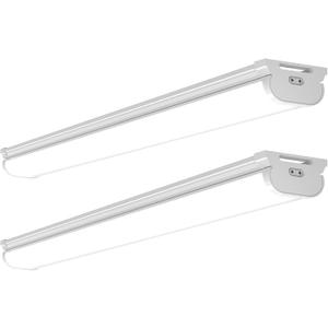 Barrina LED Shop Lights for Workshop 4FT, 5000K Daylight White, 45W, 5000LM, Hidden Wiring, Linkable 4FT Light Fixture Cord with ON/Off, Frosted Cover, LED Ceiling Light for Garage, Kitchen, 2 Packs