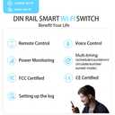 TONGOU DIY 1P+N Smart Wi-Fi Switch, Work with Alexa and Google Assistant for Voice Control, 25A with Energy Monitor, Smart Life/Tuya APP Remote Control, Timer Functions, DIN Rail Mounted,FCC Certified