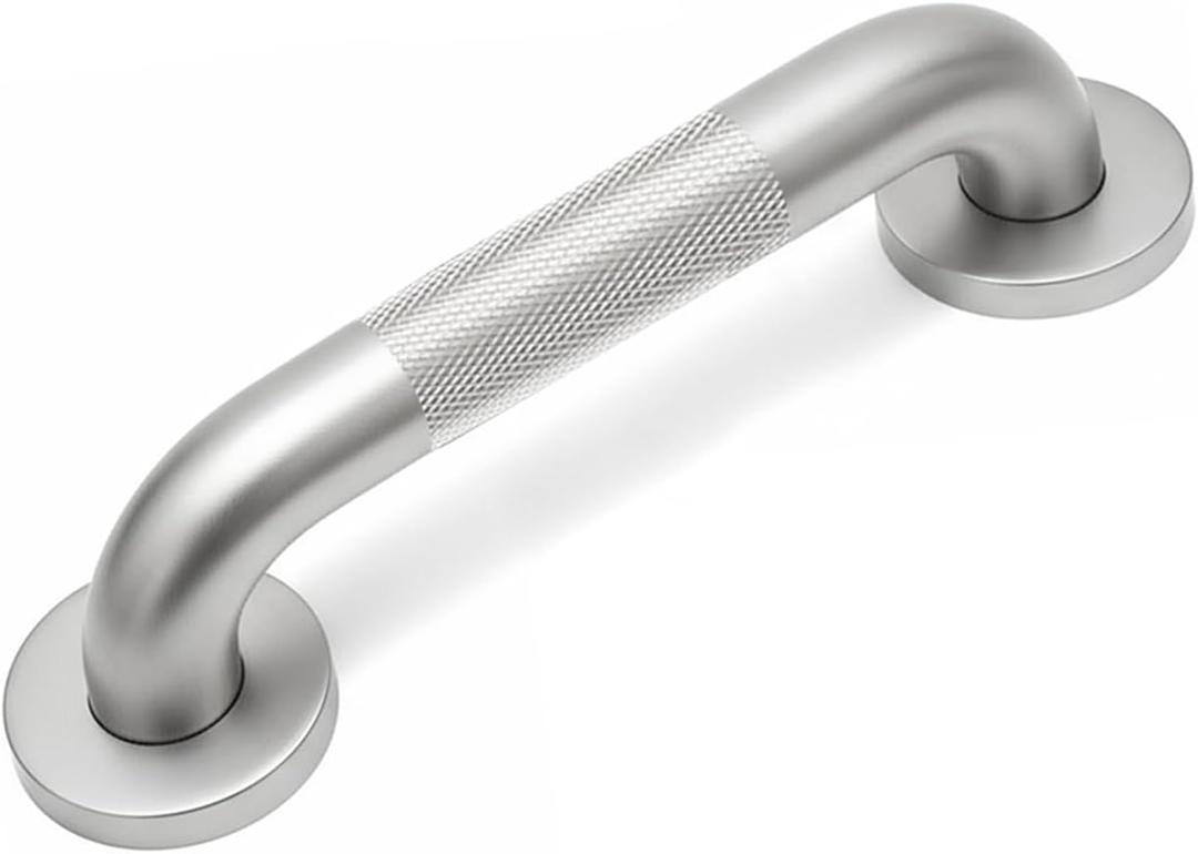 12 Inch Shower Grab Bars for Seniors 1.25'' Brushed Nickel Stainless Steel Grab Bar for Bathroom, Non Slip Knurled Safety Handrail for Bathtub Toilet Wall, Gifts for Elderly and Handicapped