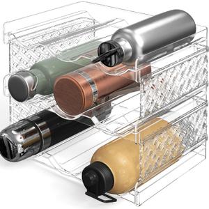 Simple Houseware 3-Tier Stackable Water Bottle Storage Organizer, Clear - Space Saving Bottle Holder for Kitchen, Pantry, and Refrigerator - Fits Stanley 40 oz Tumbler