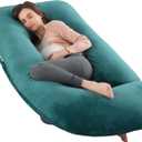Pregnancy Pillow, Full Body Maternity Pillow 57 inch, with Removable Washable Cover - Sleep Support for Legs, Back, Neck, Shoulder, HIPS, Belly, Velvet Cover (Dark Green)