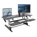 Mount-It! Height Adjustable Standing Desk Converter, Large 47” Wide Tabletop Standing Desk Riser with Gas Spring, Desktop Stand Up Desk with Keyboard Tray Fits 2 Monitors or Monitor and Laptop, Black