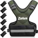 ZELUS Weighted Vest for Men and Women | 4-10lb Vest with 6 Ironsand Weights for Home Workouts | Adjustable Body Weight Vest Exercise Set for Cardio and Strength Training (Green)