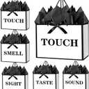 JWSCYSY 12.6" 5 Senses Gift Bags with Tissue Papers and Ribbons for Men, Women, Him Her Birthday, Anniversary, Wedding, Valentine's Day (White Black)