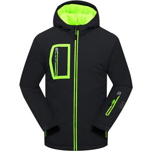 PHIBEE Big Boy's Waterproof Breathable Snowboard Ski Jacket, Size 8 (Black)