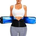 LMCOB Sauna Waist Trainer for Women Waist Trimmer Corset for Stomach Wrap Workout Belly Belt Band Zipper Sauna Suits (Black, XXXL)