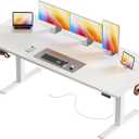 Huuger 71 X 30 Inch Electric Standing Desk with Power Outlets and USB-C Port, Height Adjustable Desk, Sit Stand Desk for Home Office, Computer & Gaming Desk with 4 Presets, Stable Steel Frame, White