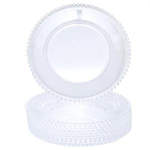 DaCakeWS Clear Acrylic Charger Plates 13", Set 10PCS Round Table Charger Plates Decoration Wedding,Party,Event（Acrylic Bead Clear 10）