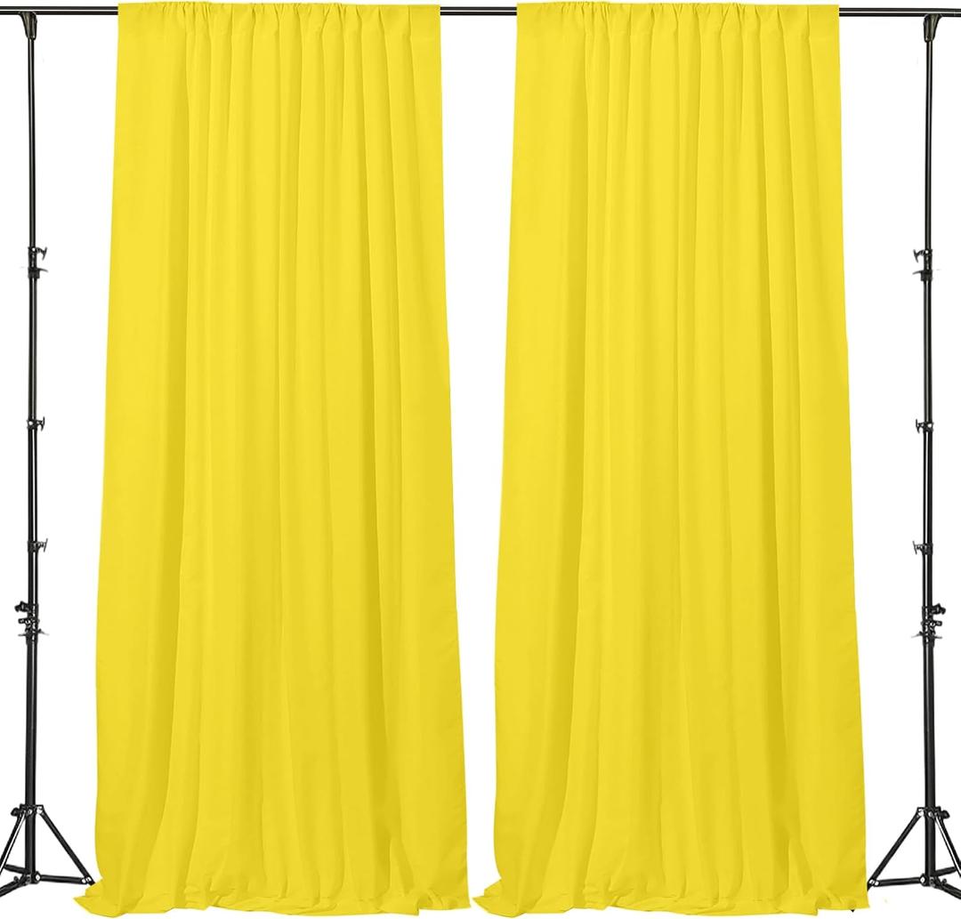 Gallety Yellow Backdrop Curtain for Wedding, Photo Backdrop Curtain for Bridal Shower Decorations - 10FT x 10FT Stage Curtains for Graduation Dances,Birthday,Summer Themed Parties,Photography