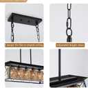 Rattan Boho Black Chandelier Dining Room Kitchen Island Light Fixture,Wicker Chandeliers Over Table 5-Light Rustic Rectangular Farmhouse Kitchen Pendant Lighting Fixtures