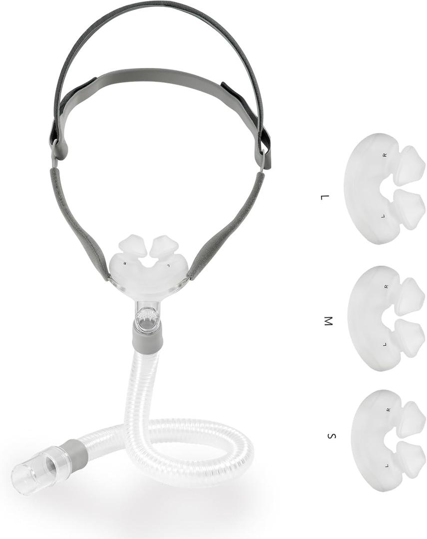 Nasal Pillow Universal Replacement Kit, Easy to Connecting Your Machine Nasal Msk with S,M,L Size Nose Pillow Adapter, Frame Cushion, Elbow/Swivel, Head Hear, Strap and Hose