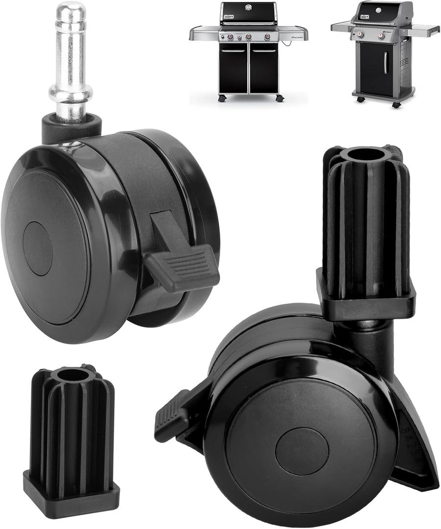 2-Pack 70360 Locking Caster with Insert for Weber Genesis Grill Parts Genesis S-330/E-310/E-320/S-310/S-320 & Summit E-420/E-450 Parts (2007-2011), Spirit E-210/E-310 Grill Wheels Replacement