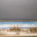 Beach Framed Wooden Wall Art: 48"x24" Coastal Theme Painting Ocean Artwork Seaside Sand Dunes Picture Prints for Home Decor (Blue Sea & Wild Grass)